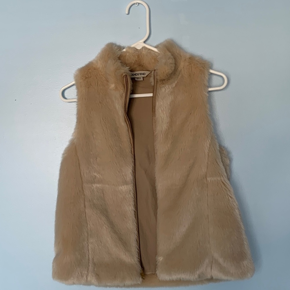 Lands End Girls size L tan vest. Great condition almost new.